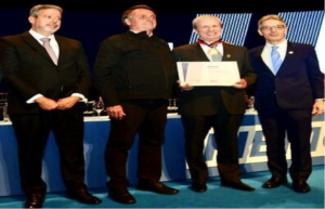Deputado Arthur Lira, presidente Jair Bolsonaro, Sergio Andrade e governador Romeu Zema