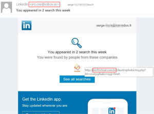Exemplo de um e-mail de phishing disfarçado de notificação do LinkedIn