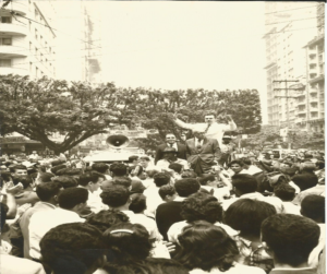 Newton Velloso, Magalhães Pinto e Nelson Thibau durante campanha eleitoral de 1960, em BH