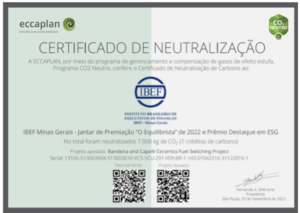 Certificado de Neutralização de Carbono do IBEF-MG